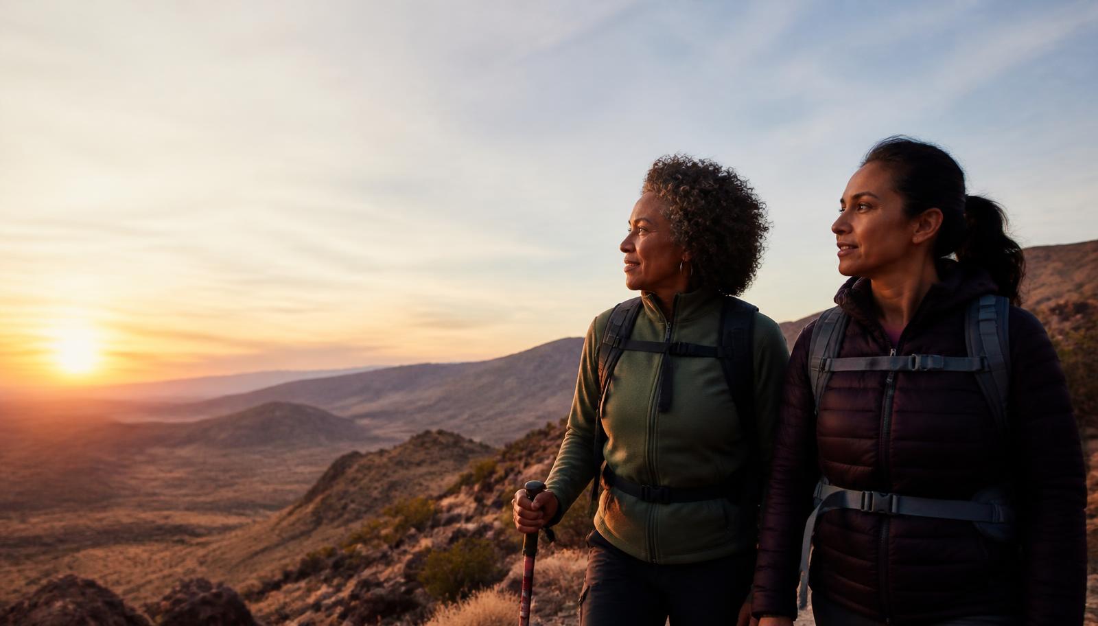 A quiet trail winding into canyon country at sunset
